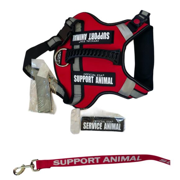 Official ESA Red Safety Vest with handle, reflective patches Size M & 5 FT Leash - Picture 1 of 5